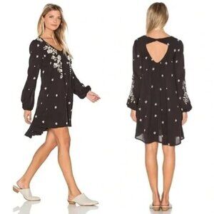 Free People‎ Sweet Tennessee Black Embroidered Dress- Women's XS